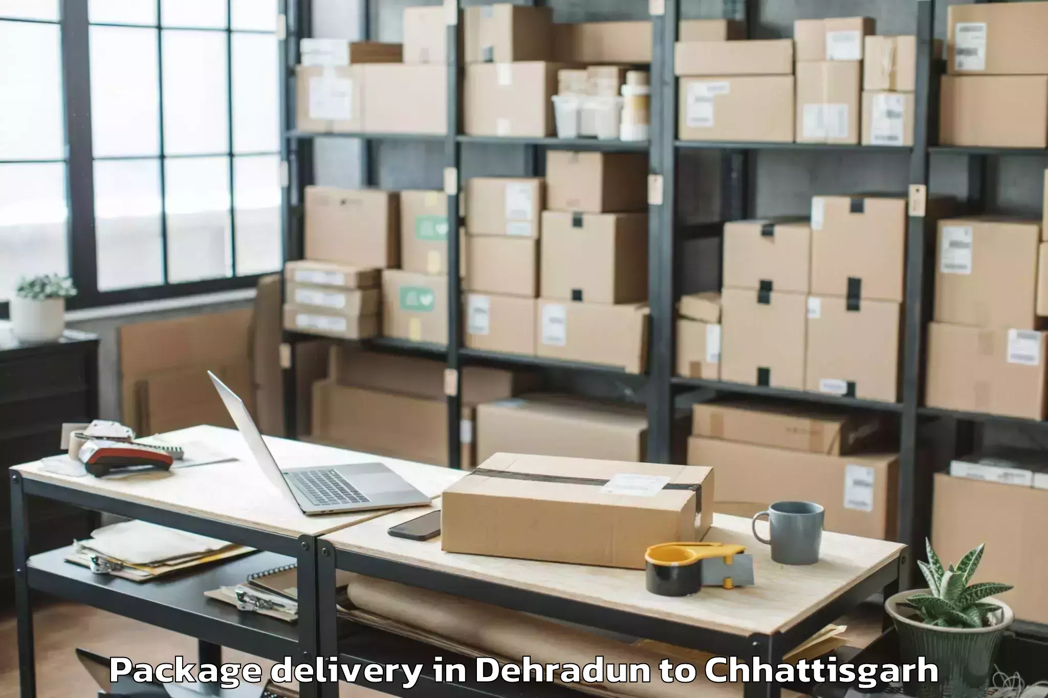 Trusted Dehradun to Berla Package Delivery